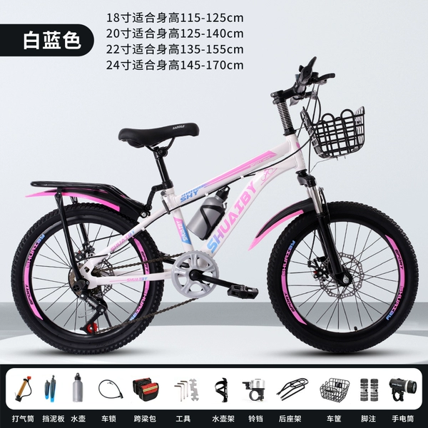 Fuchsia shock-absorbing bike shifter (brake handle) disc brake, basket