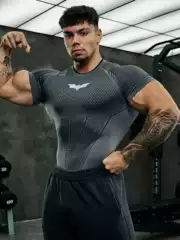 Youngla American Style Summer New Men's Tight-Fitting T-Shirt Jogger Sports Fitness Running Training Quick-Drying Short-Sleeved Shirt