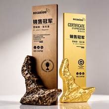 铝合金水晶奖杯新款高档年会优秀员工领导表彰销售冠军授权牌奖杯