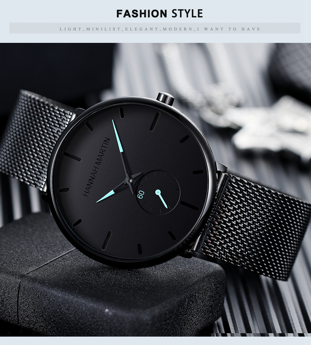 Reloj de cuarzo impermeable para hombre con correa de malla de acero_voghion.com
