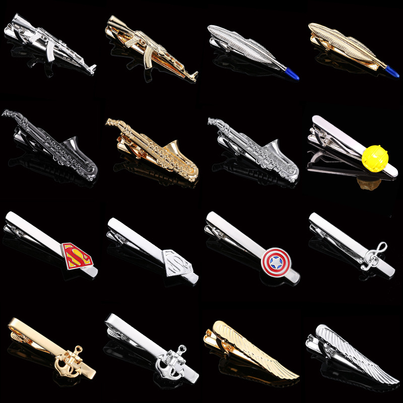 Frame Cute Tie Clip Fashion Music Anchor Gold Silver Saxophone Tie Clip Security Formal Copper Clip