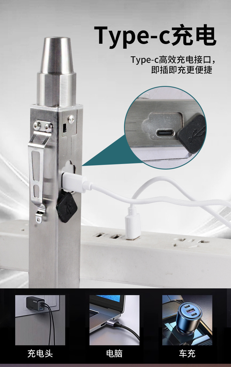 Led Flashlight with Strong Light for Jade Identification, Jewelry Appraisal, Jadeite, Antique Fluorescent Agent Detection, Ultraviolet Money Detection