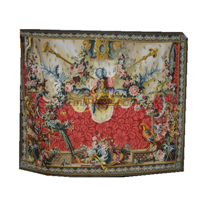 Silk Wool Handmade Palace Tapestry Round Floral Classical Living Room Tapestry ​