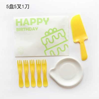 40 sets of pulp trays, disposable knife and fork trays, tableware, birthday cake trays, party, plastic set