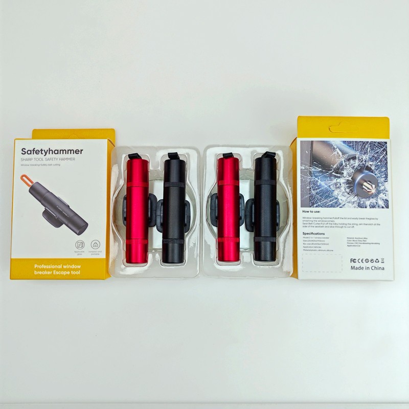 Car Safety Hammer, Two-Pack, Mini Window-Breaking Tool, Easy to Carry, Multi-Functional Escape and Life-Saving Safety Hammer, Wholesale