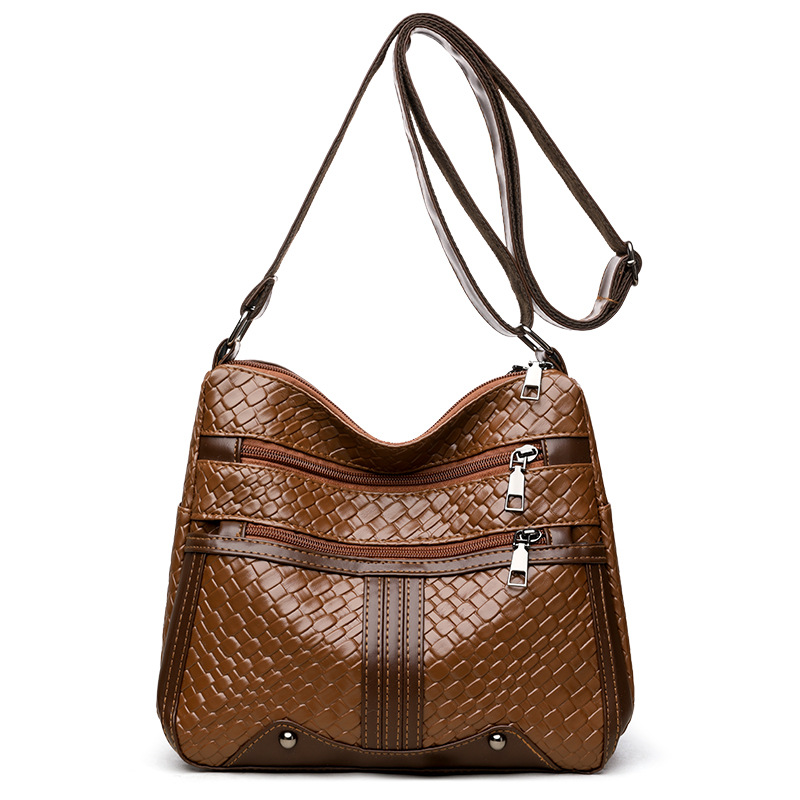 Bolsos mujer transfronteriza nueva bolsa de mensajero bolso de hombro de cuero suave retro simple y moderno bolso de mujer de gran capacidad con múltiples bolsillos