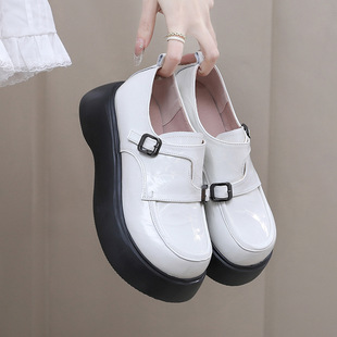 Genuine Leather Loafers Women's Thick Sole 2025 Spring and Autumn New Japanese Style Round Toe Small Leather Shoes Women's Retro All-match Single-layer Shoes for Women