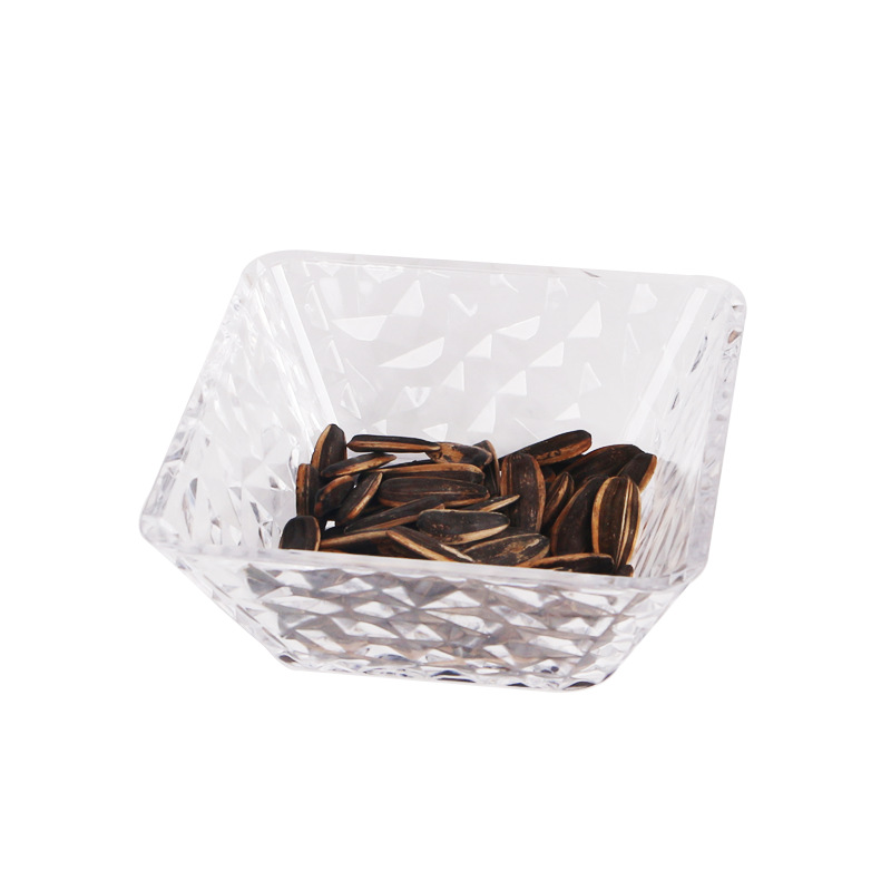 Patrón de diamante en relieve plato de fruta bar KTV Mesa plato de fruta seca limpieza bar restaurante hogar snack tazón acrílico plato