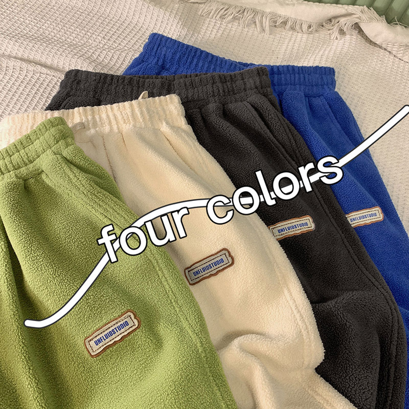 Îmbrăcăminte pentru femei, lână de miel, plush îngroșat, student simplu, imobilizat, picior harem pantaloni femei, pantaloni sport largi_voghion.com