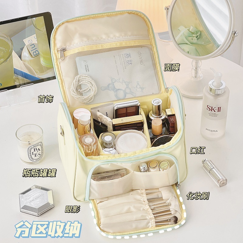 少女心蝴蝶结化妆包大容量外出便携手提包化妆品收纳防水洗漱包|undefined