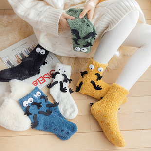 Autumn and winter thick warm home coral velvet socks funny three-dimensional cartoon sleep socks floor socks manufacturers wholesale