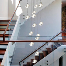現代簡約極簡復式樓別墅樓梯間燈具創意個性藝術酒店樓梯長吊燈