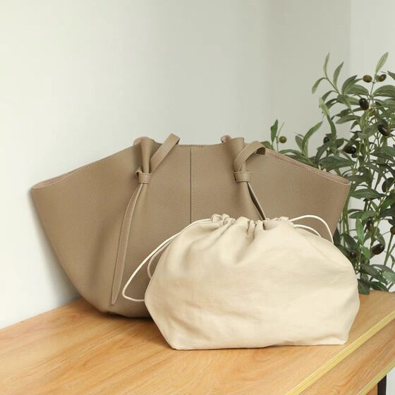 Cross-Border Large Bag 2025 New Trendy Versatile Tote Bag First Layer Soft Cowhide Hand-Held Wing Bag Large Capacity