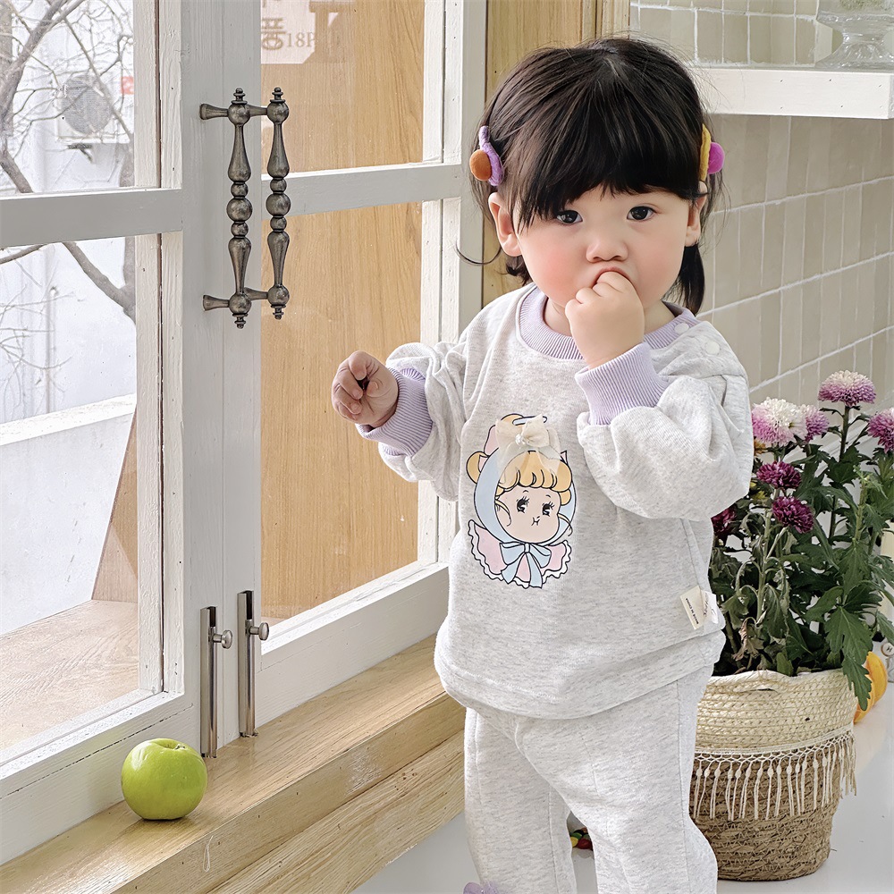 Lindo traje de princesa bebé de dos piezas de manga larga para bebés 2024 nuevo bebé súper lindo traje de salida de primavera y otoño