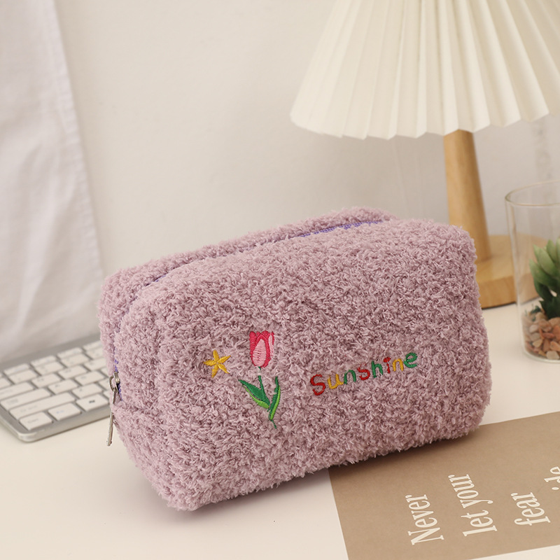 Flower Plush School Korean Style Pencil Case display picture 4