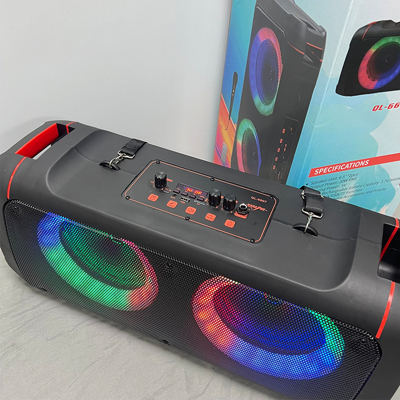 ダブル6.5インチ携帯大音量カード付きオーディオマイク付き屋外デパートの携帯bluetoothスピーカー卸売り|undefined