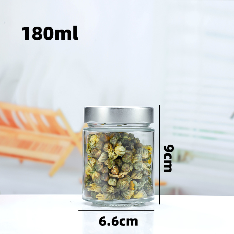 家用食品级玻璃密封罐圆形黄桃罐头瓶辣椒酱果酱蜂蜜高盖分装空瓶|undefined