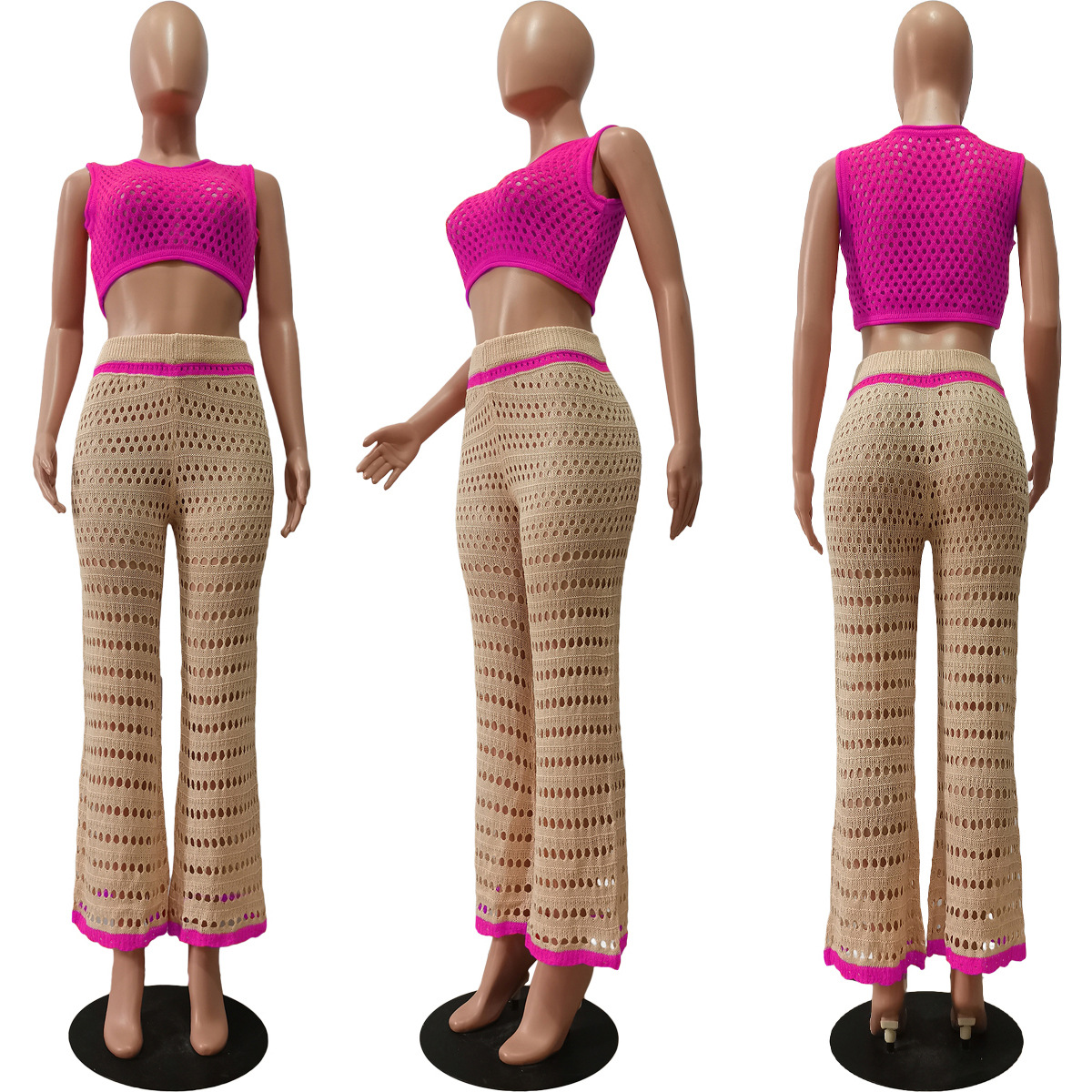 Urban Fashionable Knitted Hand Crochet Outdoor Sports Casual Suit Women Clothing
