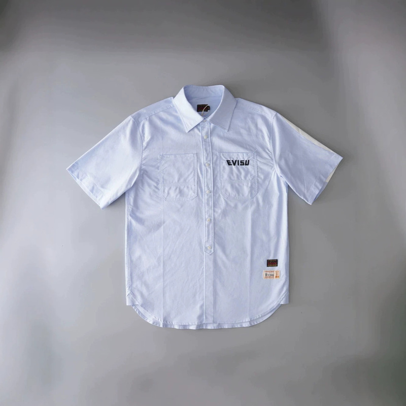 Evisu Fushen 2026 Spring and Summer New Style Streamlined Large m Print Wide Version Denim Casual Shirt Short Sleeves Evisu Fushen 2026 Spring and Summer New Style Streamlined Large m Print Wide Version Denim Casual Shirt Short Sleeves