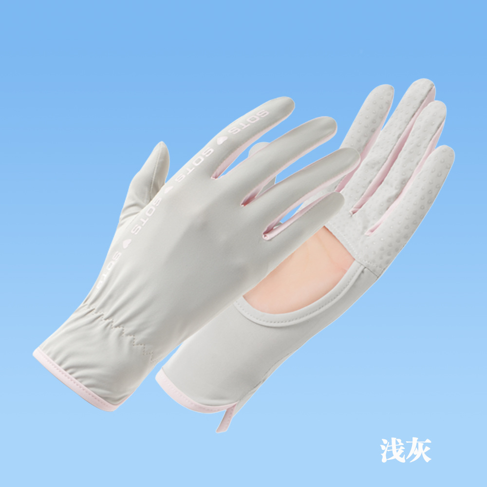 Guantes de protección solar para mujeres Protección UV al aire libre antideslizante verano conducción delgada equitación pantalla táctil hueca Guantes de seda de hielo