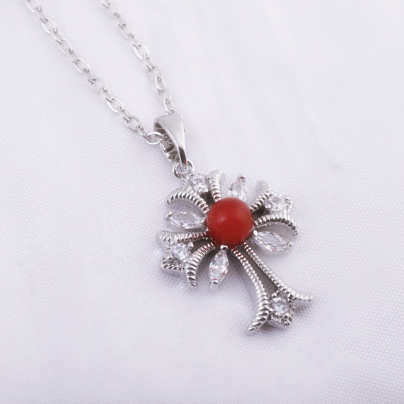 Women's Crown Cross Hollow Design Colorful Zircon Clavicle Chain Necklace Light Luxury Gold Plated Copper Jewelry detail image 11