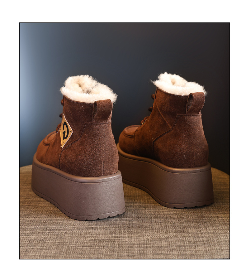 Giày boot nữ cổ cao đế dày tăng chiều cao, lót nhung ấm mùa đông — Màu cà phê chi tiết 22