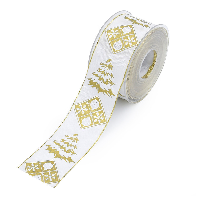 Transfronterizo Amazon hilo teñido jacquard 4cm cinta Navidad Santa Claus copo de nieve cinta de alambre de hierro borde 10 m rollo pequeño