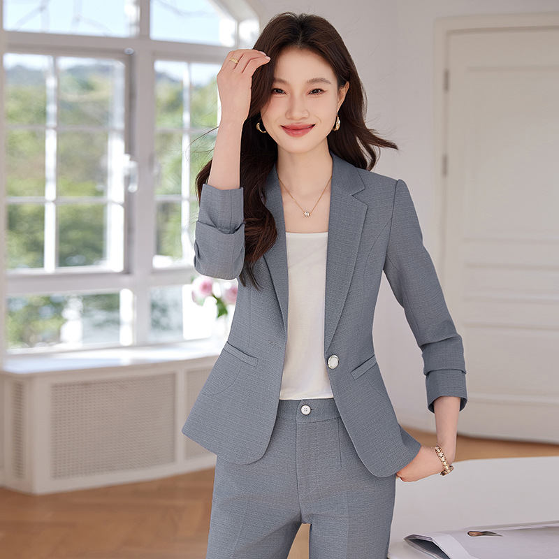 正装长袖西装职业装女夏ol气质女神范美容师工作服职业套装女春季