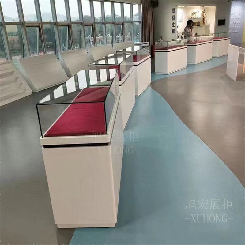 【品质款]博物馆展示柜 可升降玻璃珠宝展柜烤漆博物馆展示台地台
