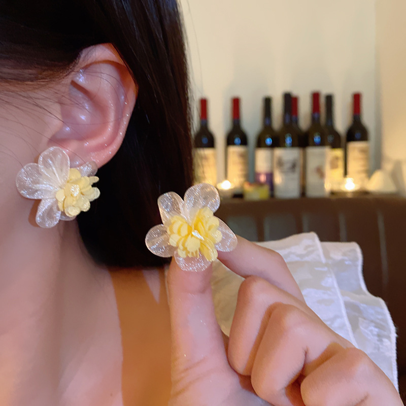 Summer cute universal earrings, flowered, high-quality style, silver 925 sample