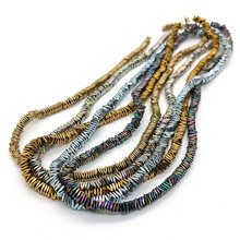 黑胆石切角方片电镀五彩色散珠3/4mm铁石串珠DIY配件饰品隔珠批发