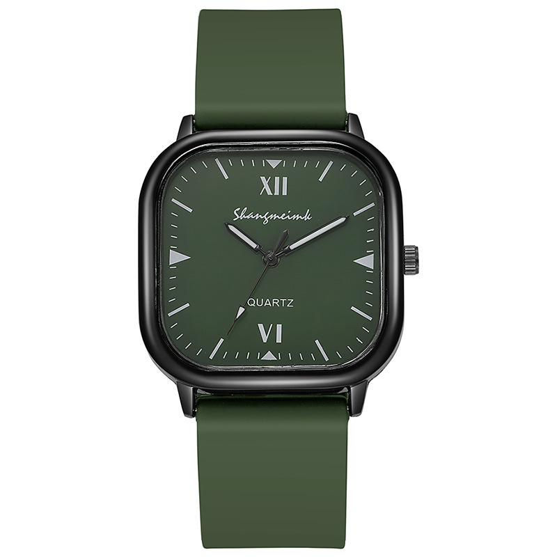 Reloj cuadrado Shangmei Reloj de cuarzo de moda unisex simple tendencia imitación cuero decoración aleación fábrica al por mayor