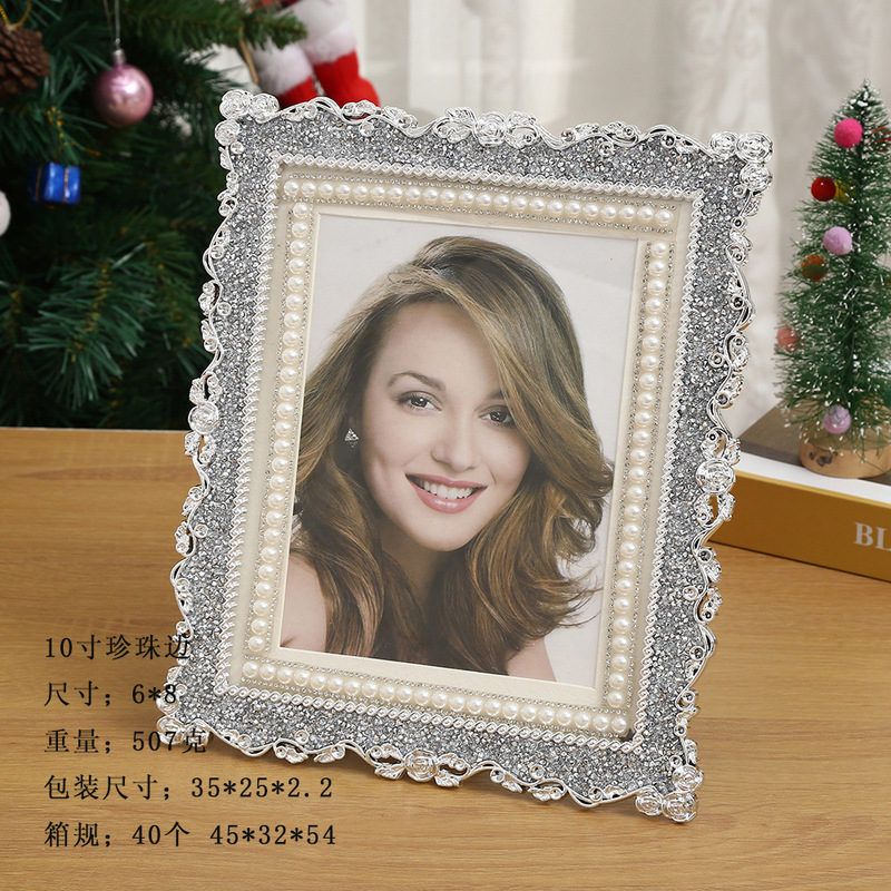 Cross-border creative personalized European-style photo frame modern minimalist handmade diamond-embedded desktop decoration horizontal and vertical Universal photo frame photo frame