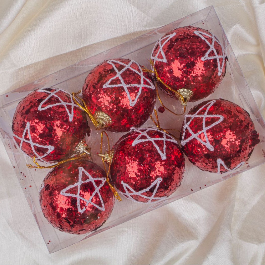 Navidad personalizada adornos colgante árbol de Navidad bola de Navidad bola de patrón rojo decoración de escenas de sequillas bola de pastel brillante