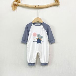 Spring and Summer New Children's Pajamas Infant Modal Shoulder Open Button Split Leg Open Button Baby Air Conditioning Clothes