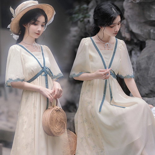 Pregnant women's summer outfit, national style retro dress