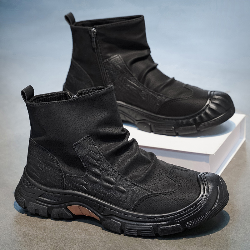 Nuevos zapatos de hombre 2026 tendencia de otoño moda versátil deportes casuales ligeros hombres botas de tamaño medio Martin image 5