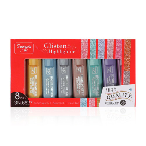 Guangna 6627 metallic color Morandi highlighter student rough marking key mark color pen wholesale