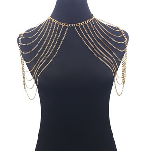 European and American Cross-border New Fashion Multi-layer Tassel Shoulder Chain Women's Personality Fashion Ball Performance Clothing Accessories Body Chain