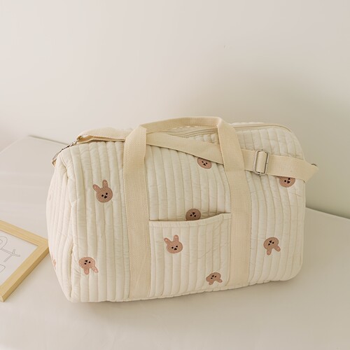 Korean Instagram new embroidered travel bag large capacity luggage bag lightweight storage shoulder bag Boston bag