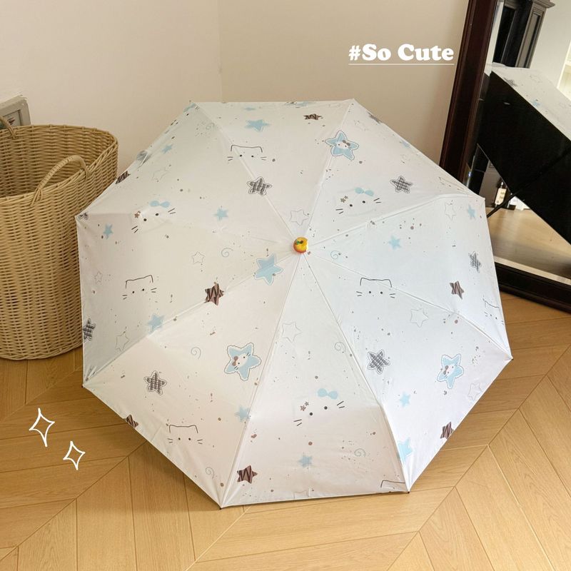 现货 猫咪全自动雨伞女晴雨伞两用折叠黑胶防晒紫外线学生太阳伞|undefined