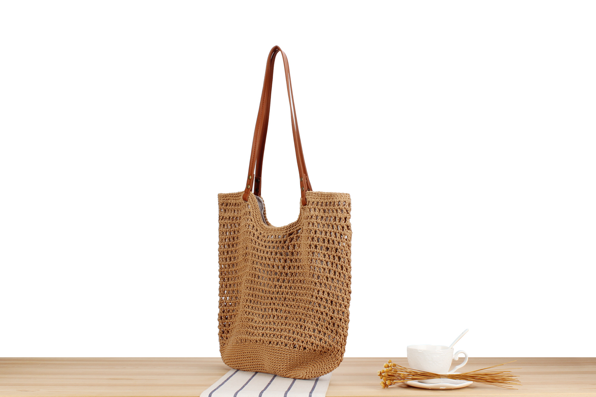 Women's Vacation Beach Solid Color Cotton Shopping Bags display picture 4