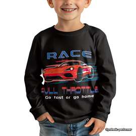 卡通赛车男孩长袖衬衫打底衫儿童长袖T恤kids long sleeve shirt