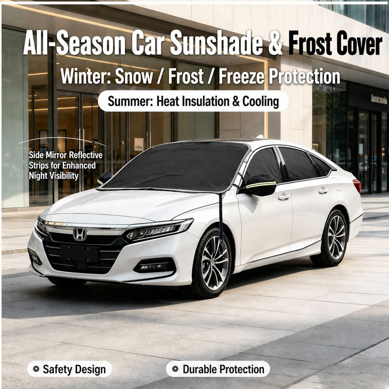 Car front windshield snow cover, cross-border outdoor winter 600D PVC-coated car snow cover, sunshade