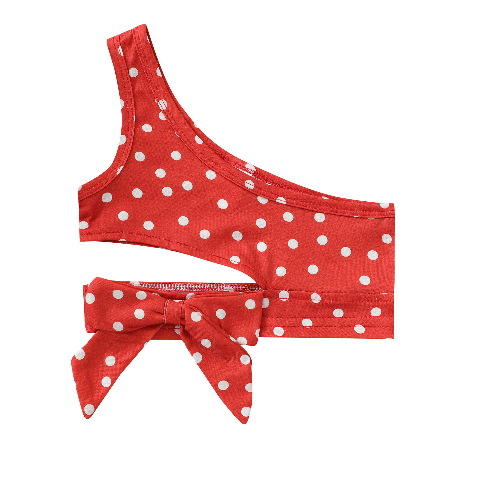 Chaleco transfronterizo para niños verano nuevas niñas Honda Polka Dot ombligo corto Top arco hombro camisa corta europea y americana