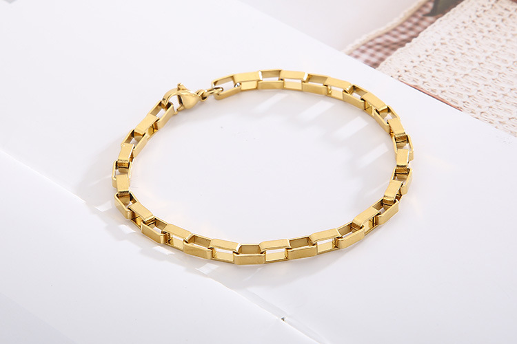 European and American fashion stainless steel rectangular lattice chain necklace bracelet