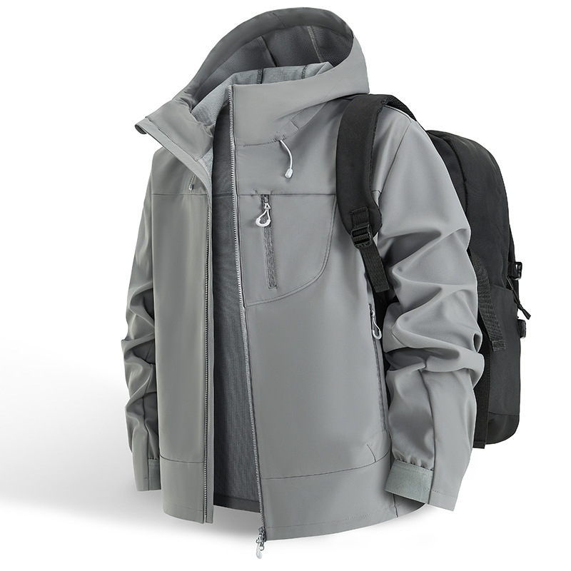 Workwear Custom Logo Autumn and Winter Brand Single-Layer Soft Shell Jacket for Men and Women Outdoor Windproof and Waterproof Jacket Fleece-Lined Jacket