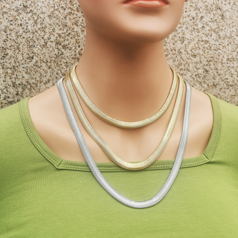 Simple Style Solid Color Titanium Steel Inlaid Gold Necklace 1 Piece