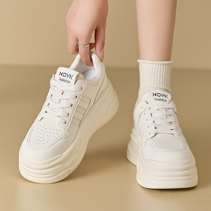 In-Stock Platform Thick-Soled White Sneakers for Women, 2026 New Spring Versatile Student Non-Slip Height-Increasing Casual Sports Shoes