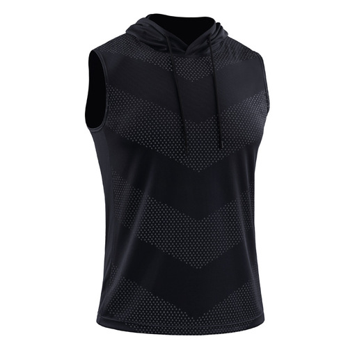 Cape Hooded Sweatshirt Men's Korean Style Sports Loose T-Shirt Trendy Fitness Top Sleeveless Quick Dry Versatile Student Uniform